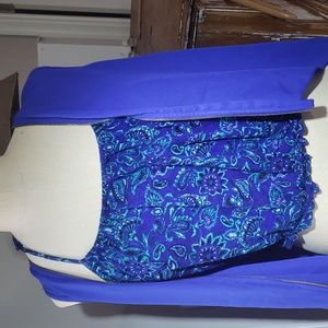 2 Piece Set Royal blue crop crochet top with zipper cover Large